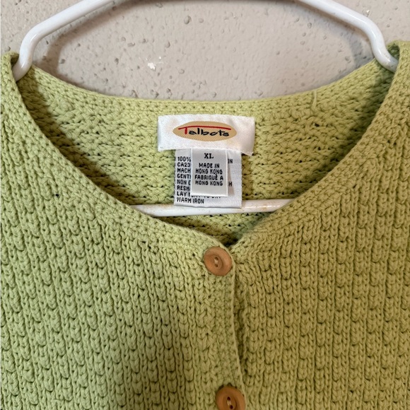 Women's Talbots Green Cotton Knit Sweater - Picture 3 of 5